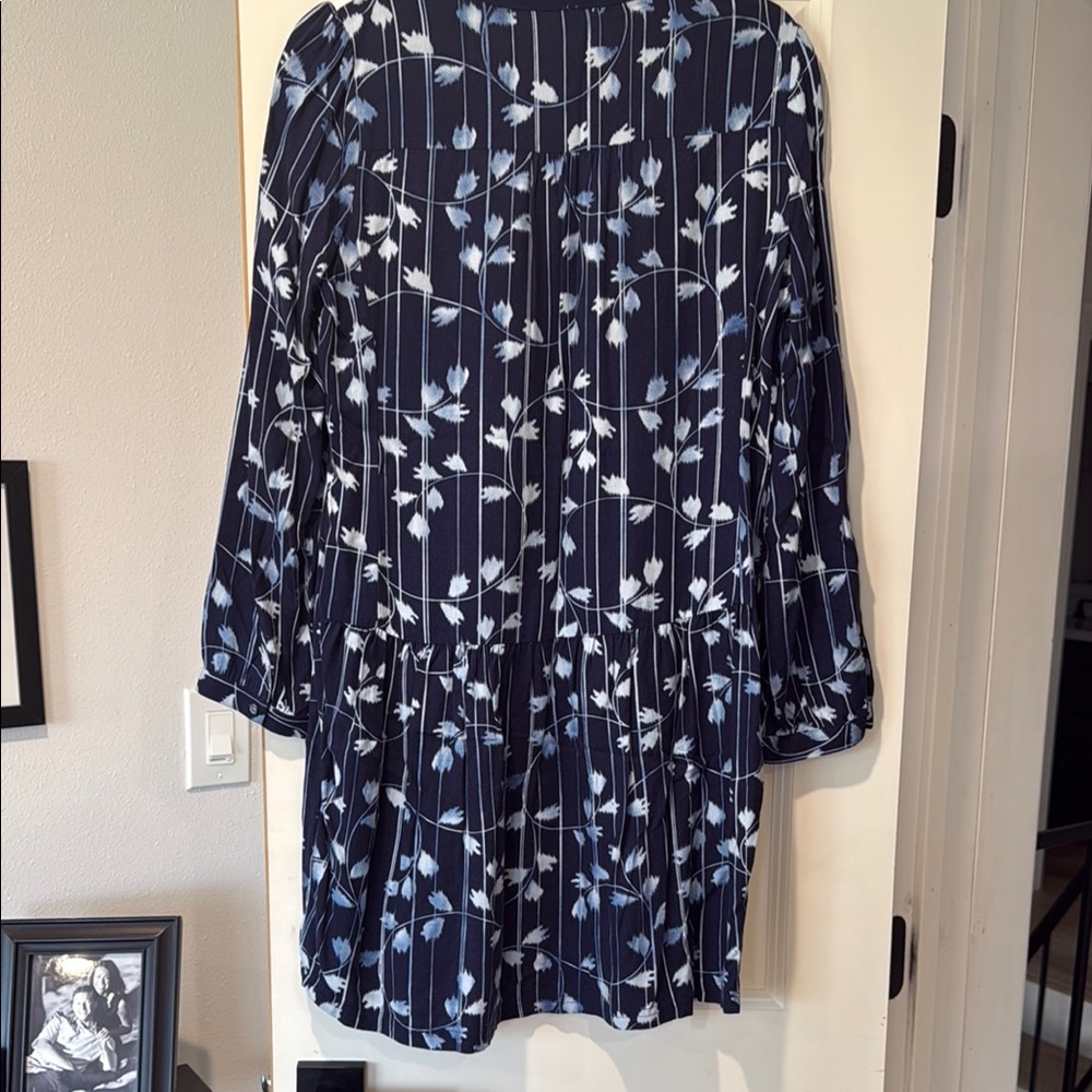 Anthropologie Blue and White Long Sleeve Sundress - Picture 4 of 4